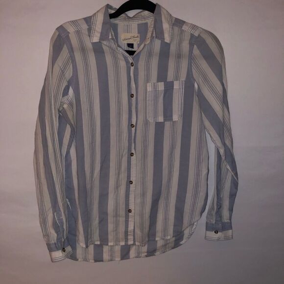 Women's Universal Thread Blue & White Striped Button Down - Picture 2 of 9